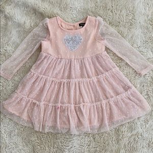 ZUNIE Toddler Girl Peach Tulle Ruffled Dress Size 24M EUC